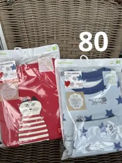 即購入可＊ユニクロ　長袖パジャマ80 新品未使用 2点セット　赤＆星