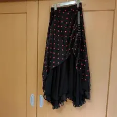 社交ダンス用フリルスカート 黒に赤のドット