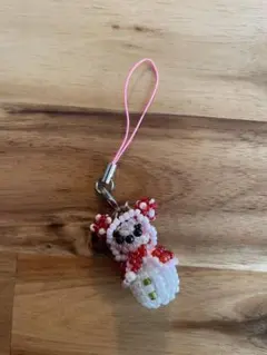 ミニーちゃん　手作り風　ビーズキーホルダー