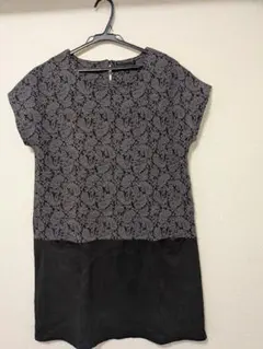 【お値下げ】花柄半袖チュニック 黒とグレー