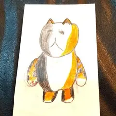 子供の手描きイラスト ポストカード 猫