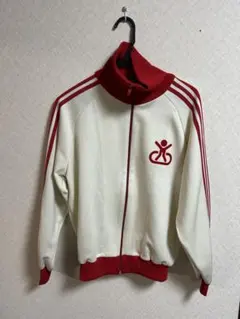 adidas ホワイト レッド ジャージ　80s デサント製