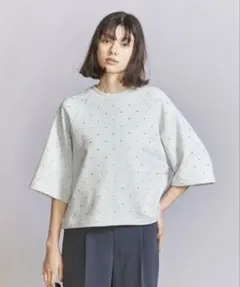 新品タグ付き 裏毛 ラインストーン プルオーバー グレー