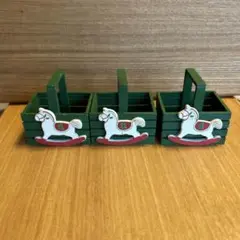 クリスマス用オーナメント緑色木製ボックス3個セット