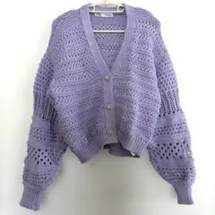 Zara 編み込みカーディガン　紫