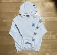 XLARGE、パーカー 、M 、ホワイト、水色、ポップデザイン、Mサイズ