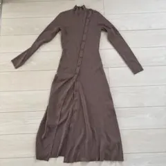 【未使用】riendaリブ編みハイネックロングニットワンピース