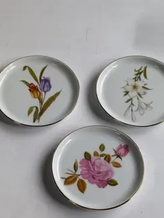 ドイツフェルステンベルグ花柄持ち手付き皿 ドイツ 陶器 フュルステンベルク フェルステンベルグ ミニ絵皿 2枚 花