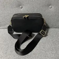 最終値下★本革ブラック ダブルジッパー ショルダーバッグ