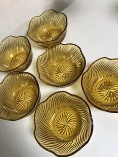 ✯昭和レトロ✯琥珀色 ガラスボウル 6個セット - メルカリ