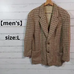 ☆メンズ　テーラードジャケット　千鳥格好　古着　レトロ　Lサイズ