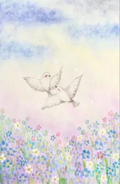 みみ様専用水彩画 紫陽花と小鳥さん 値段は※900円です - メルカリ