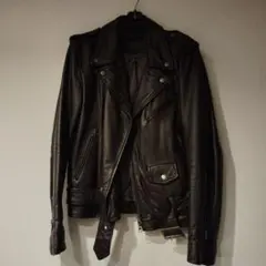 ダークブラウン ダブルライダースジャケット