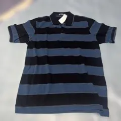 ボーダー ポロシャツ ネイビー×ブラック XL