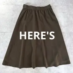 HERE'S ヒアーズ フレアスカート ミディ丈 膝丈 M ウエストゴムのサムネイル