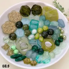 ハンドメイド素材 アクリルビーズ 大粒 アソート グリーン系