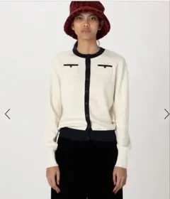 な*つ様 CABANホワイト カーディガン　バイカラー　ネイビー