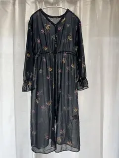 URBAN RESEARCH DOORS ダークフラワーシフォンガウンワンピース