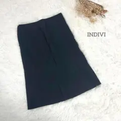 インディヴィ✳︎膝丈タイトスカート黒　オフィス仕事 スーツ 春夏