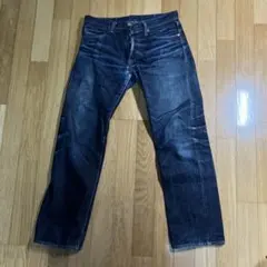 桃太郎ジーンズ インディゴ ストレートデニム 濃紺 セルビッチ 革パッチ Mのサムネイル