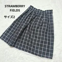 ストロベリーフィールズ フレア スカートチェック柄 黒 ひざ丈 バックチャックのサムネイル