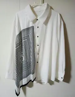 美品 長袖シャツ アシンメトリー 大人 モード系 ホワイト 2ウェイ