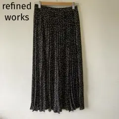 リファインドワークス　ドット柄　ロングスカート プリーツ　ウエストゴム　着回し