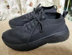 GUボリュームソールニットスニーカー　XＬ　ブラック　厚底スニーカー　黒