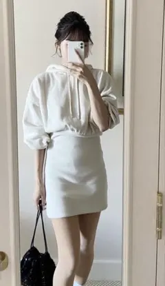 サムホール付き裏起毛フーディミニワンピース［pm265］