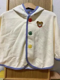 ミキハウスフード付きベビーポンチョ アイボリー