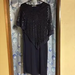 パーティードレス紺色　スパンコール　ワンピース