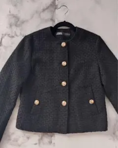 ザラ ZARA ツイードジャケット　ブラック