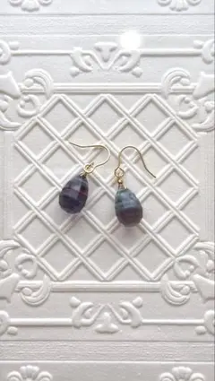 フローライト ドロップ型ピアス　イヤリング