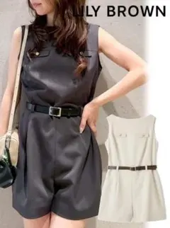 lilybrown 26年リリーブラウンボタンディテールミニロンパース　グレーS lilybrown 26年リリーブラウンボタンディテールミニロンパース グレーS