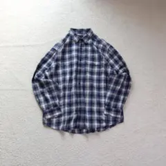 00s Y2K 海外古着 ネルシャツ ブルー ホワイト 2XL チェック柄
