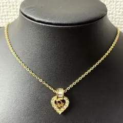 Christian Dior ネックレス diorロゴ ハート ラインストーン