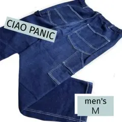 美品チャオパニックティピーネイビーワークパンツ メンズMユルダボデニムパンツ