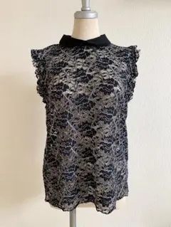 ザラ　zara レース　襟付きノースリーブ　黒