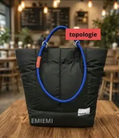 topologie キルティングトートバッグ ブラック×ブルー - メルカリ