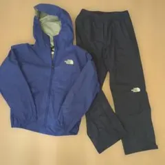 極美品THE NORTH FACE150レインスーツ上下セットブルー雨具防水雪