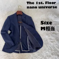 ナノユニバース✨テーラードジャケット　ストライプ ネイビー M