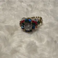 多色クリスタルビーズリング　クリスマス