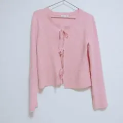 GU ピンク リブ編み カーディガン M