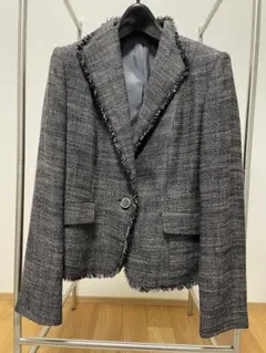 フリンジテーラードジャケット グレー系