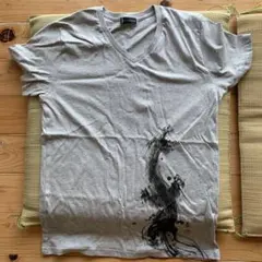 TORNADO MART Vネック 龍柄 Tシャツ グレーのサムネイル