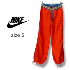 【希少カラー】NIKE スポーツパンツ オレンジ×配色ウエスト ドローコード付