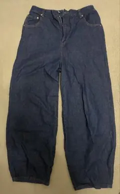 ワイドレッグデニムパンツ ダークブルー