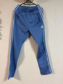 adidas レディースジャージパンツ 水色 サイドストライプ Mサイズ