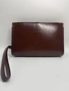 カルティエ マストライン クラッチバッグ レザー ボルドー レディース カバン