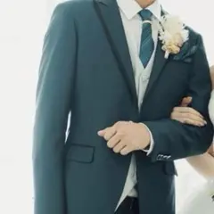 YNS ウェディング　紺色タキシード/ベスト/蝶ネクタイ/ネクタイ/小物セット